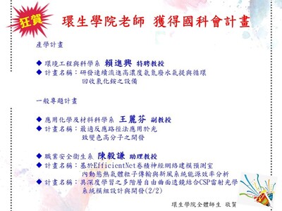 環生學院老師國科會計畫